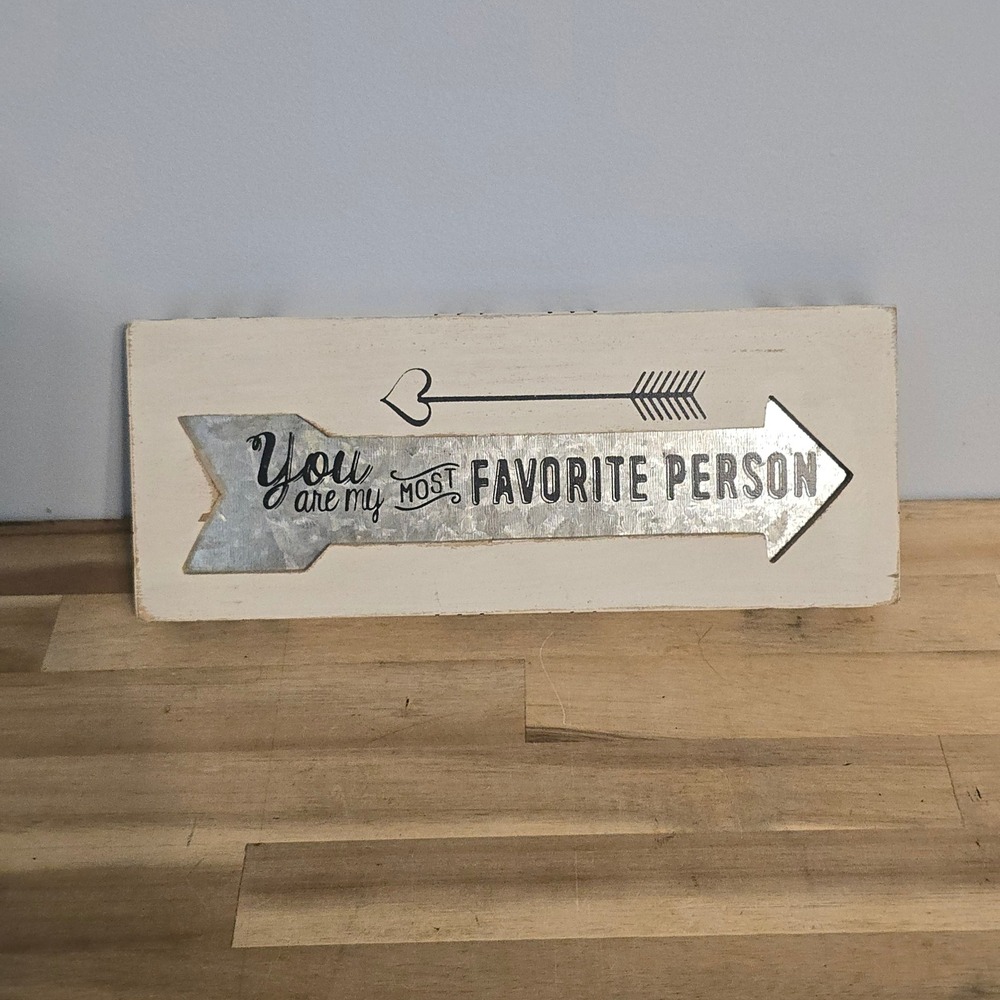 Young's Inc. Favorite Person Wall Sign 8x3.5 White Silver Rustic Farmhouse Decor